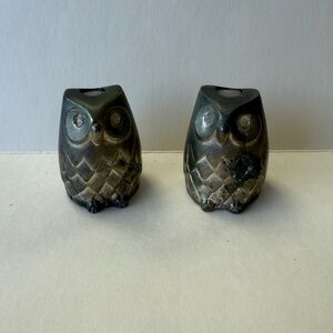 Vintage MCM Davco Silver Ltd Owl Salt And Pepper Shakers